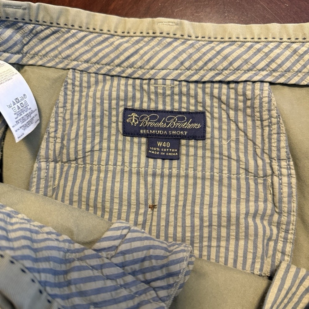 Brooks Brothers Mens Green Khaki Bermuda Preppy Classic Cotton Golf Shorts 40" - Picture 6 of 11